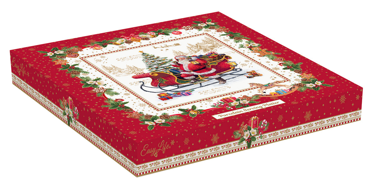 Prato Servir Porcelana Christmas Memories 30x30cm com Caixa