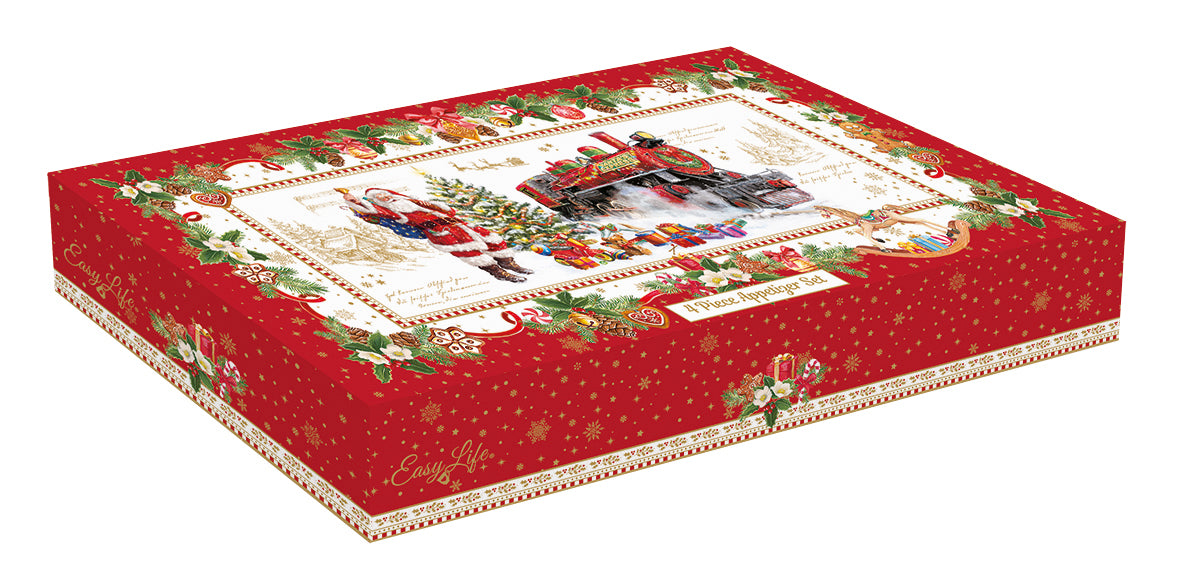 Prato Servir Aperitivos Christmas Memories 36x16cm com Caixa