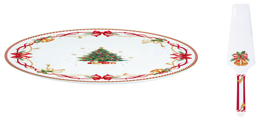 Prato Bolo com Pá CTAL Porcelana 32cm com Caixa