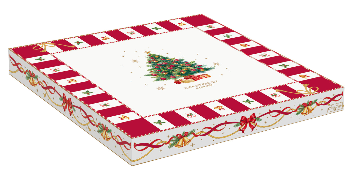 Prato Bolo com Pá CTAL Porcelana 32cm com Caixa