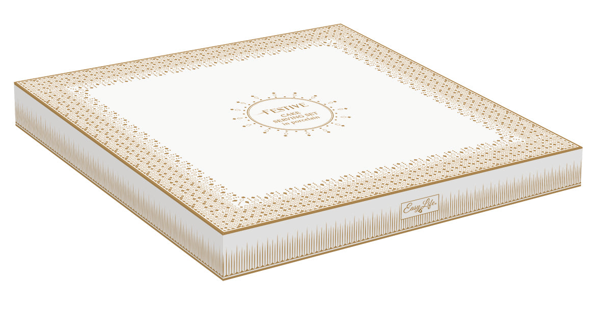Prato Bolo com Pá Festive Porcelana 32cm com Caixa