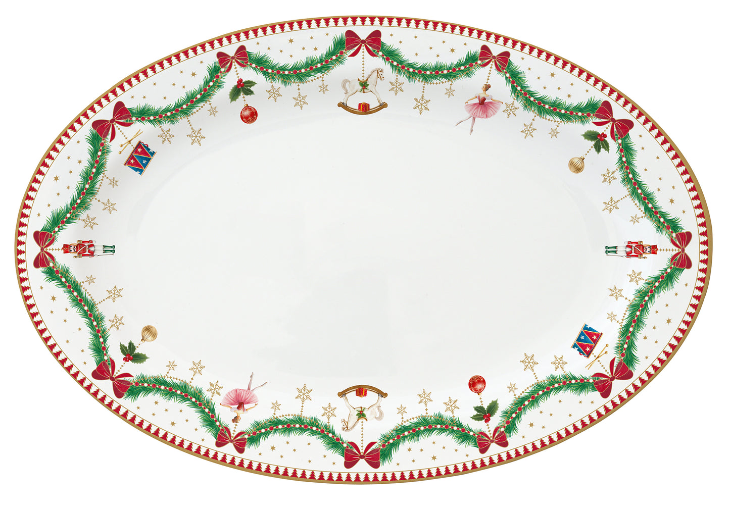Travessa Oval Magie de Noel Porcelana 35x23,5cm com Caixa