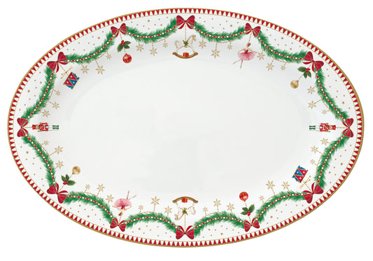 Travessa Oval Magie de Noel Porcelana 35x23,5cm com Caixa