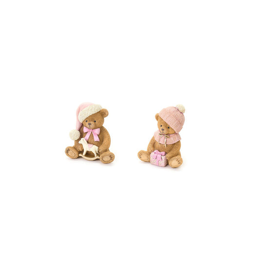 Urso rosa sentados 10 X 7,5 X 10,5 cm