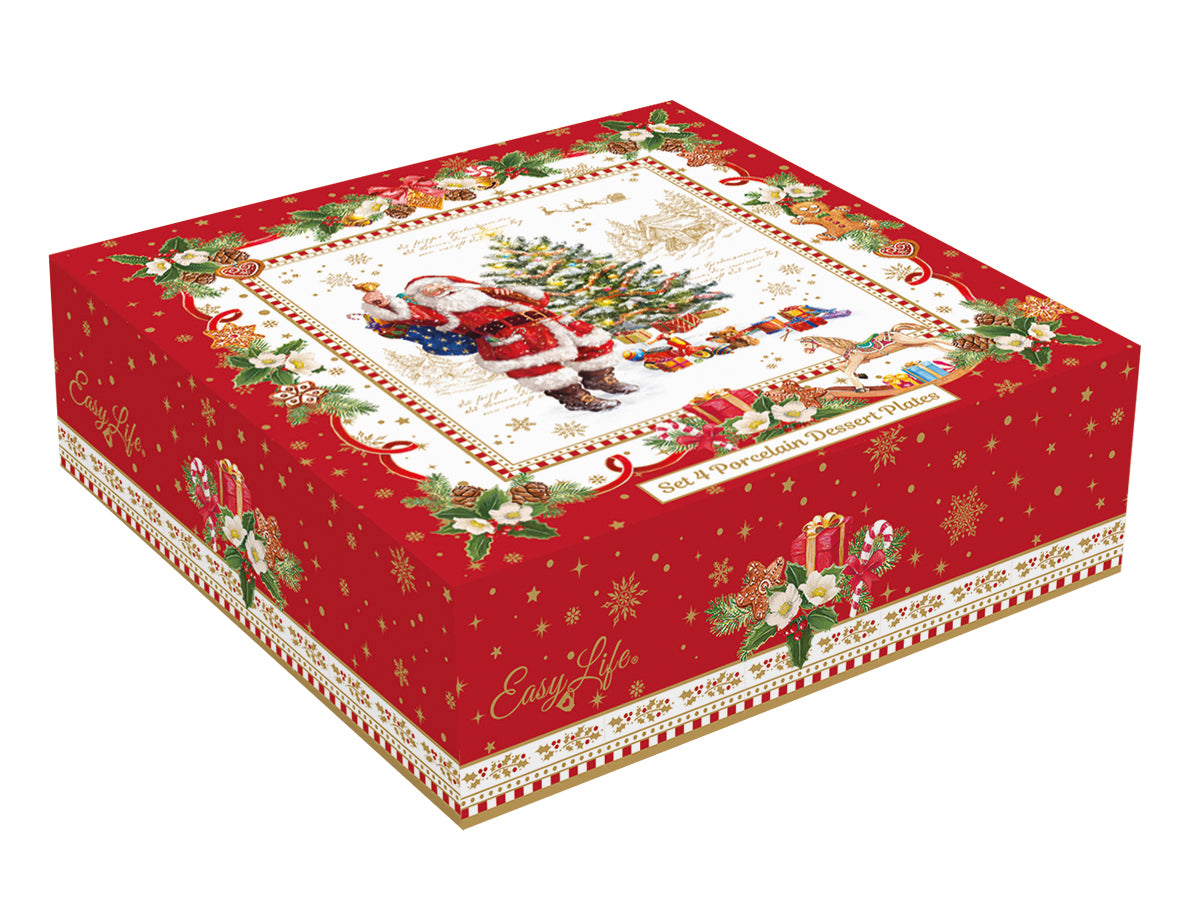 Conjunto 4 Pratos Bolo Christmas Memories 16cm com Caixa