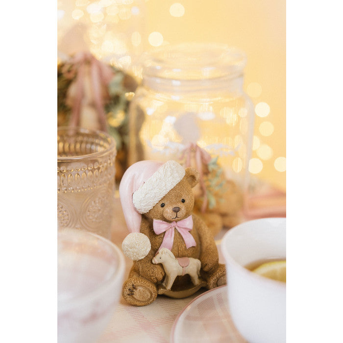 Urso rosa sentados 10 X 7,5 X 10,5 cm