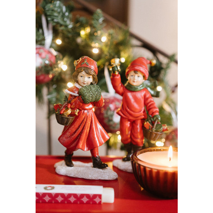 Enfeites de Natal Par de crianças em resina 19 cm