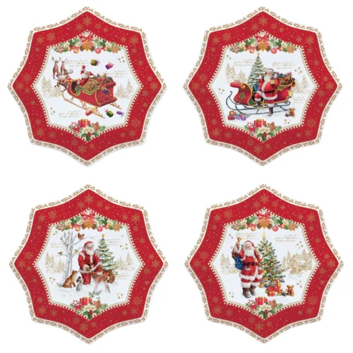 Conjunto 4 Pratos Bolo Christmas Memories 16cm com Caixa