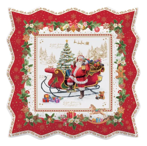 Prato Servir Porcelana Christmas Memories 30x30cm com Caixa