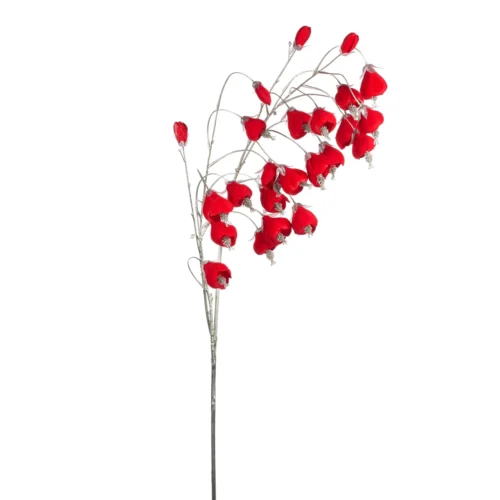 Aste com flores vermelhas 134cm