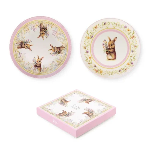 Conjunto de 2 pratos Coelhos20.30 cm em caixa