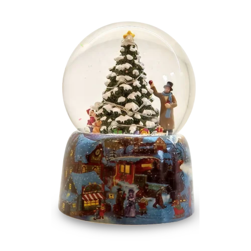 Árvore de Natal iluminada pelo globo