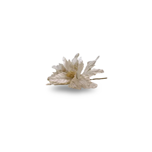 Flor Branca e Prateada c/ Pé