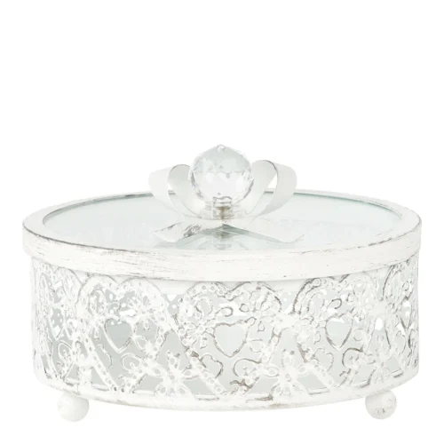 Caixa de Jóias  metal e vidro  14,70 X 10 cm