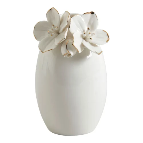 Jarra solitário com flores em cerâmica