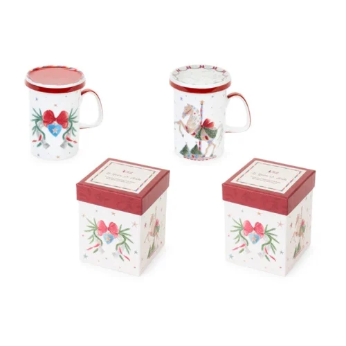 Mug em porcelana com tampa em caixa 380 ml