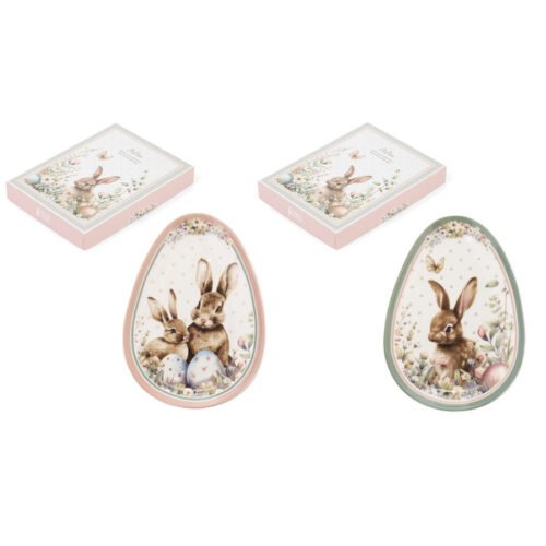 Prato forma de Ovo motivo Coelho17 X 12 cm