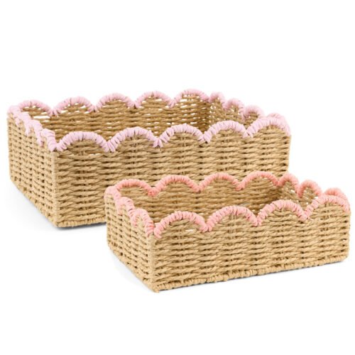 Conjunto de 2 cestos Beira rosa 36x25x12cm e 31,50x21,50x10,50 cm