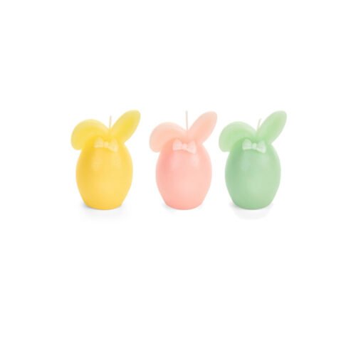 Vela em forma de ovo com orelhas de coelho 10 cm