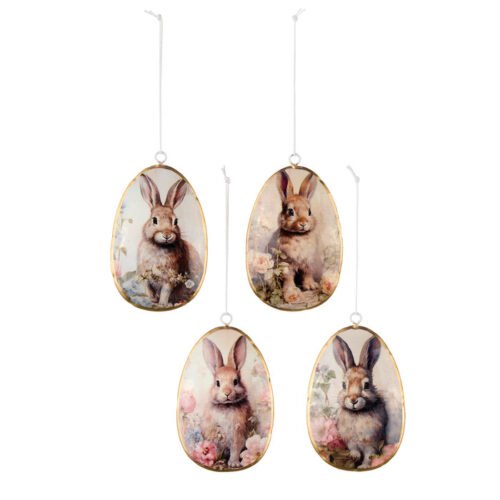 Ovo com coelhos e flores 7 X 10 X 1.5 cm