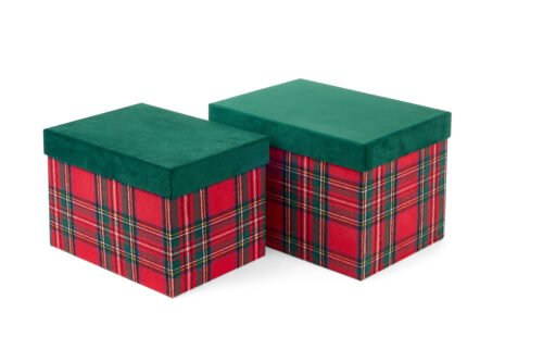 Set 2 Caixas Rectangulares Tartan 20 / 22 cm