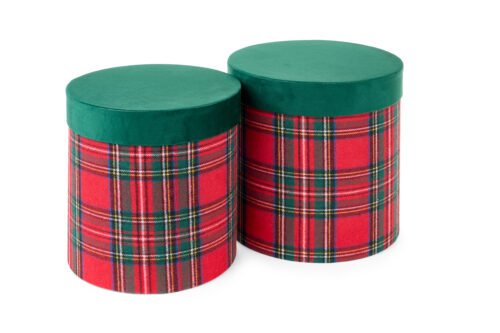 Set 2 Caixas redondas Tartan  D 26,50 / 28,50 cm