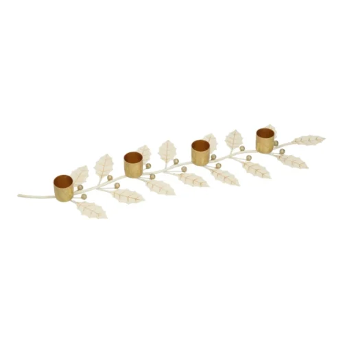 Arranjo de Advento em metal branco e dourado
