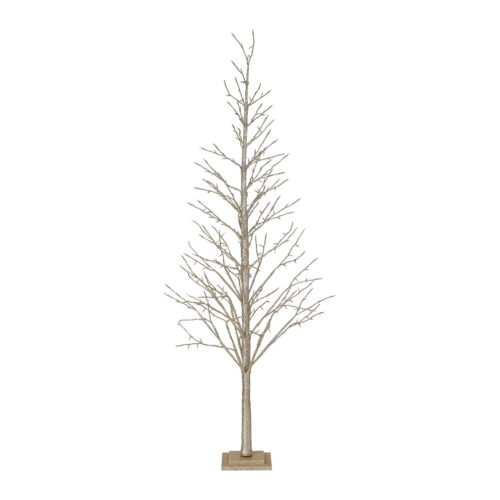 Árvore decorativa grande com ramos finos sem folhas e base quadrada