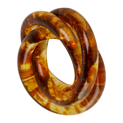 Argola de guardanapo em espiral com efeito marmoreado âmbar e castanho