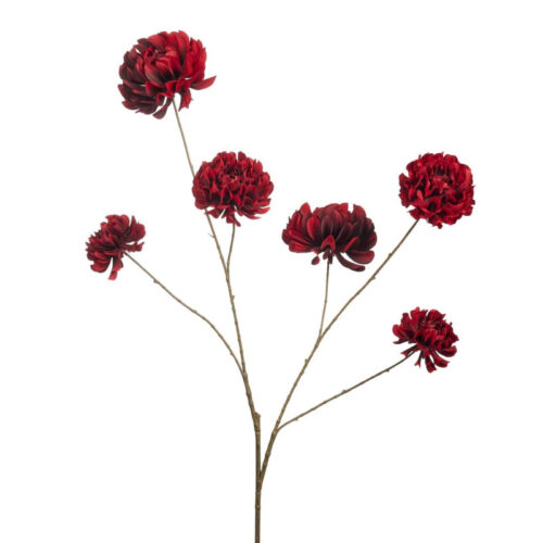Haste decorativa com flores de dália vermelhas, 114 cm