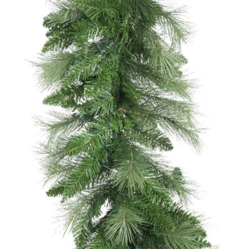 Grinalda de pinheiro verde para exterior, 183 cm e 225 pontas