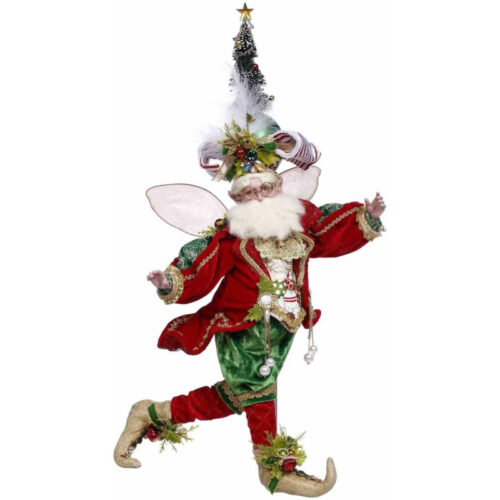 Fada decorativa de Natal grande com roupa vermelha e verde