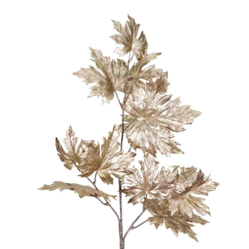Haste de folhas de ácer metalizadas champagne, 96 cm